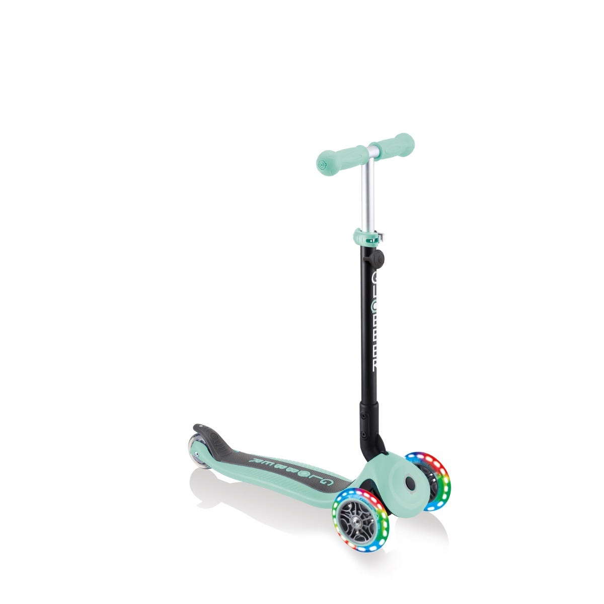 Globber Go Up Foldable Plus Lights 3 Wheel Kids Scooter Mint (Light Up Wheels)