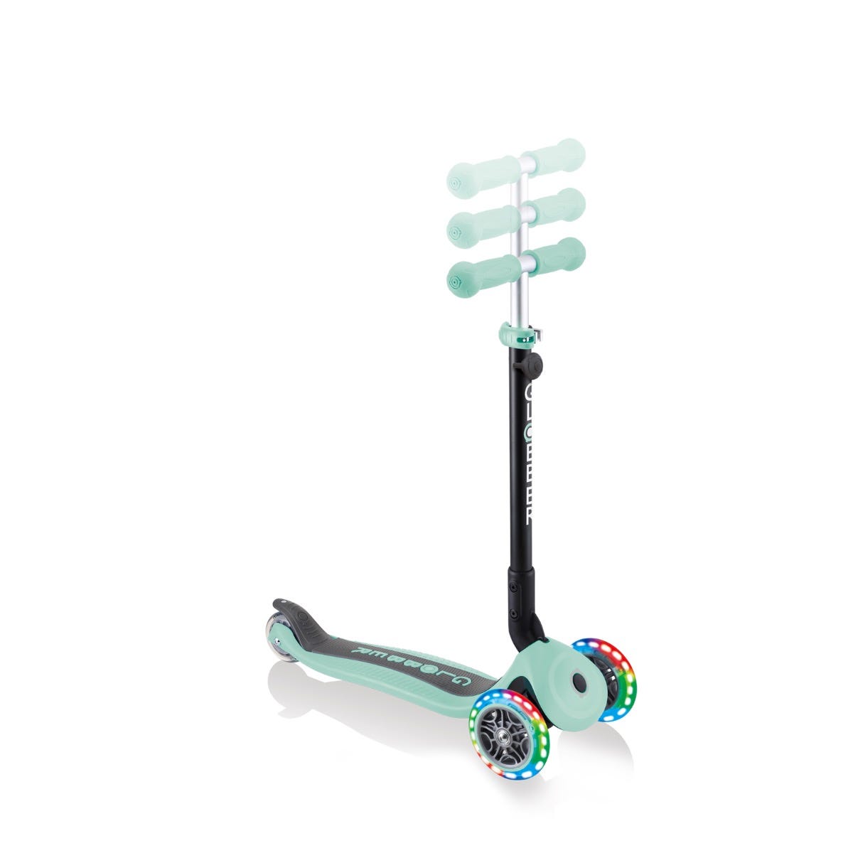 Globber Go Up Foldable Plus Lights 3 Wheel Kids Scooter Mint (Light Up Wheels)