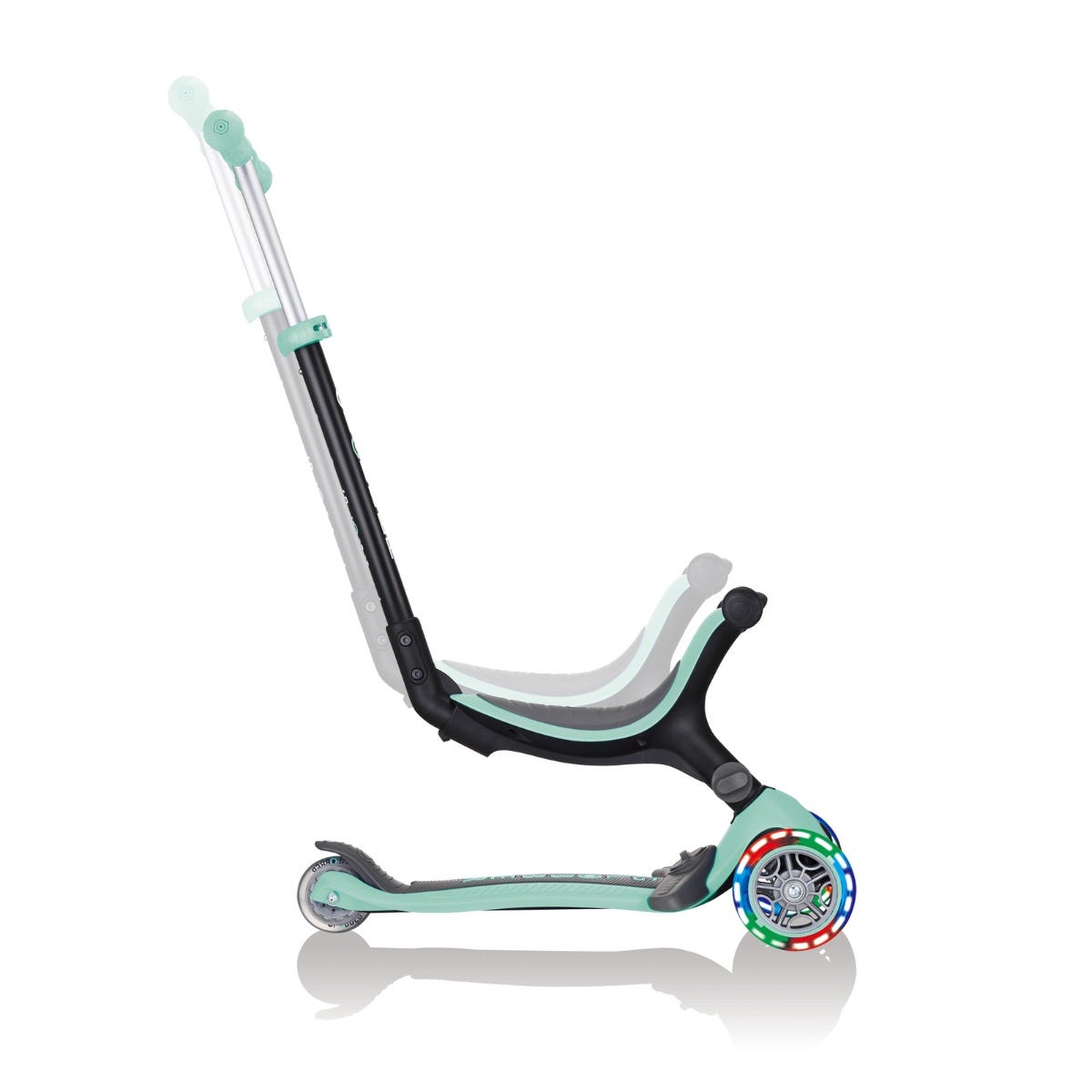 Globber Go Up Foldable Plus Lights 3 Wheel Kids Scooter Mint (Light Up Wheels)
