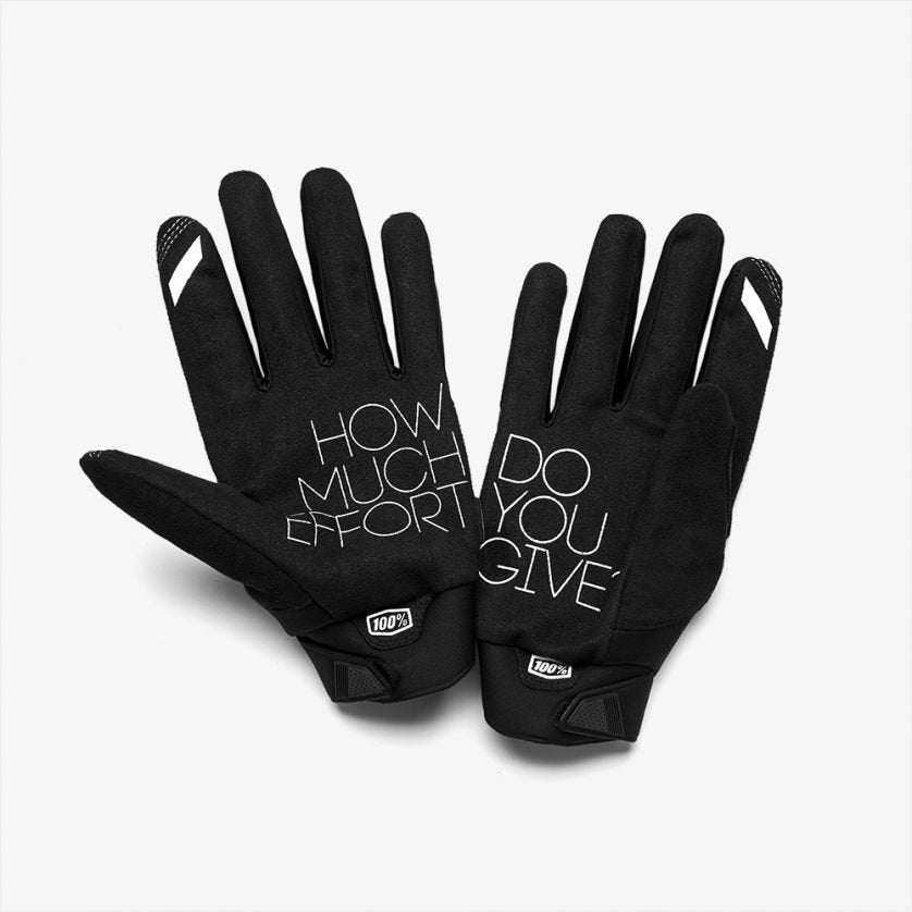 100% Brisker Full Finger Gloves Black/Grey