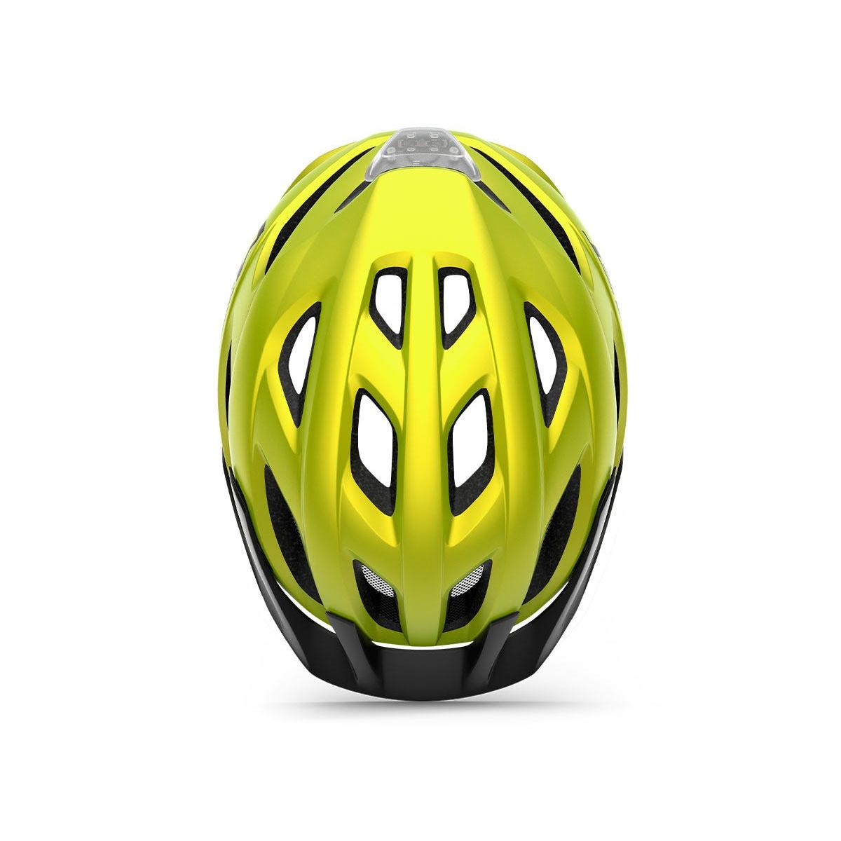 Met Crossover Helmet Lime Yellow Metallic with LIGHT – 99 Bikes