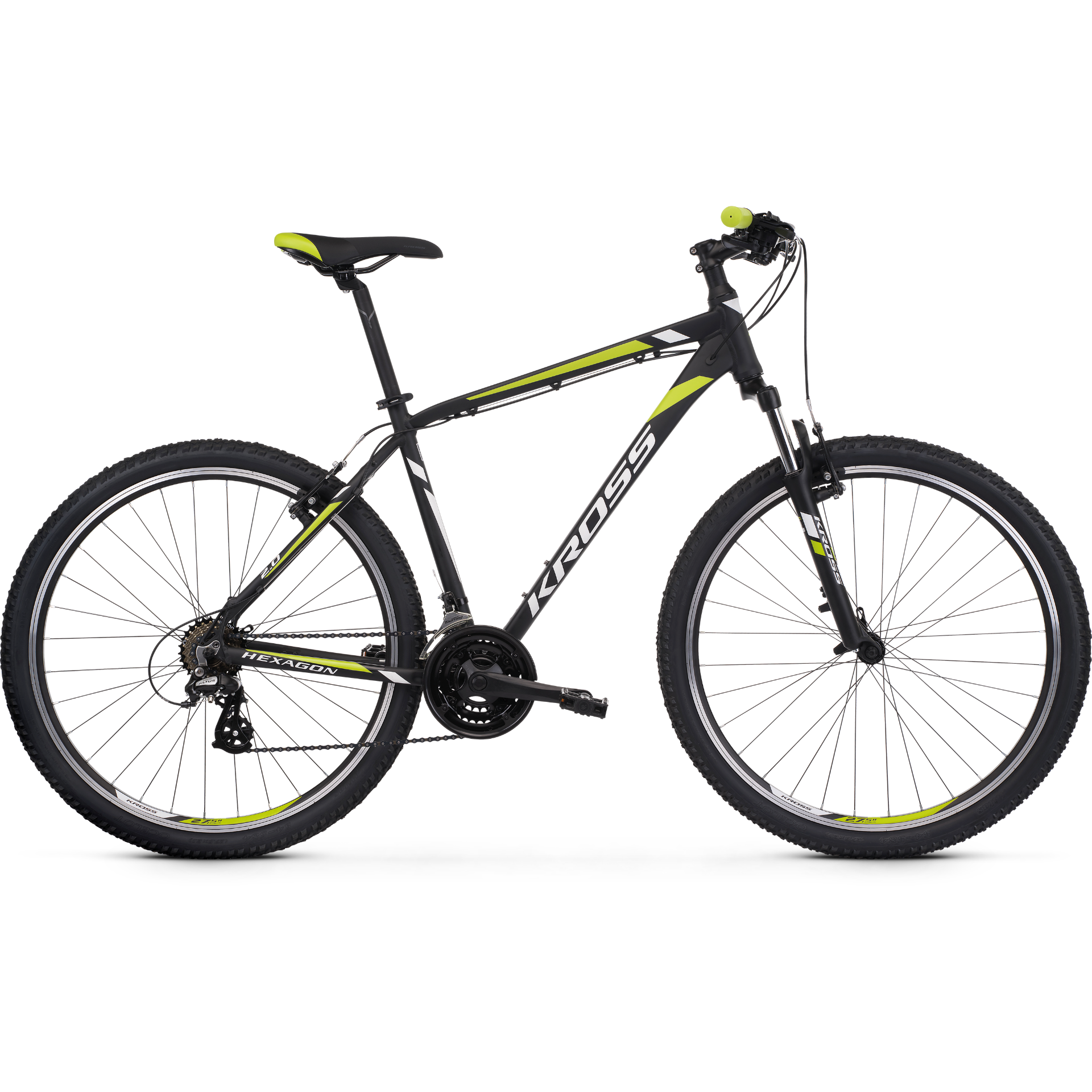 Kross Hexagon 2.0 27.5 Mountain Bike Black/White/Lime MD (2020)