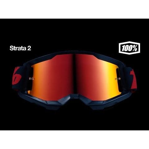 100% Strata 2 Junior Goggles Fluo/ Yellow/ Mirror Red Lens