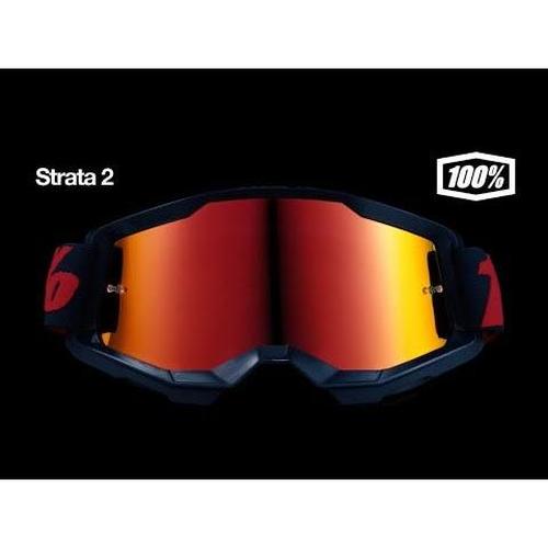 100% Strata 2 Junior Goggles Fluo/ Yellow/ Mirror Red Lens