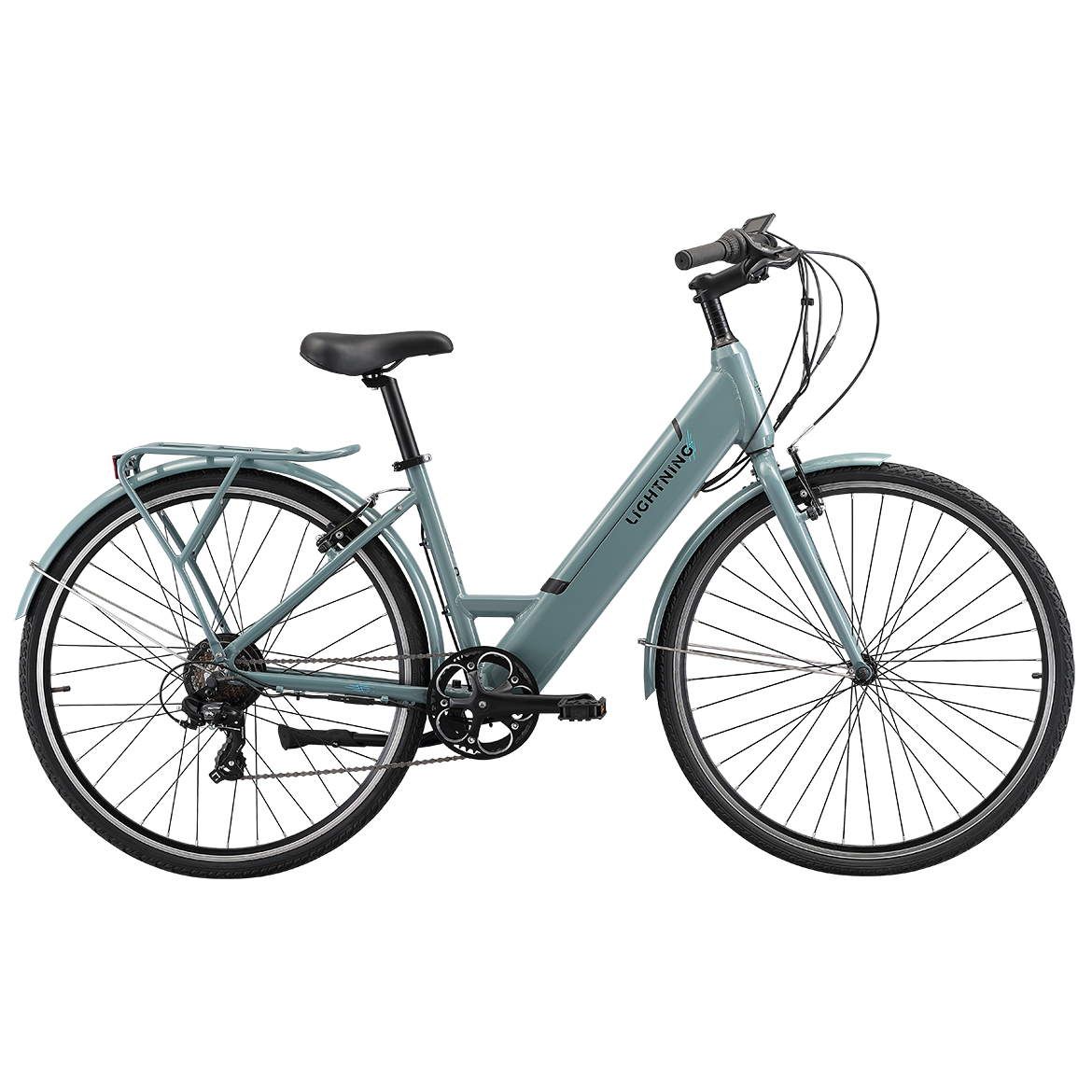 Pedal Lightning Step Through Electric Hybrid Bike Grey/Blue