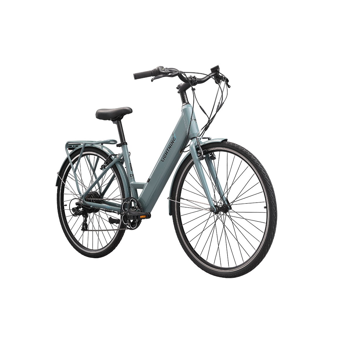 Pedal Lightning Step Through Electric Hybrid Bike Grey/Blue