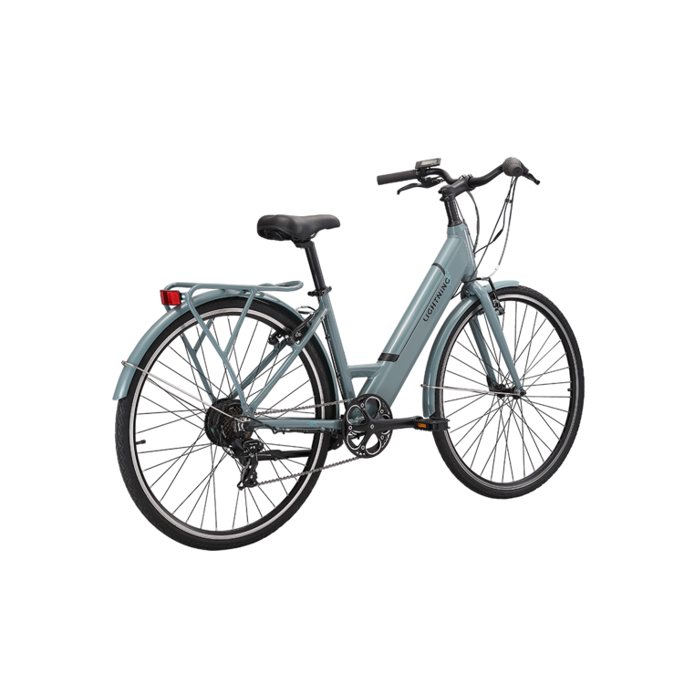 Pedal Lightning 700c Step Through Electric Hybrid Bike Trigger Shift Grey/Blue