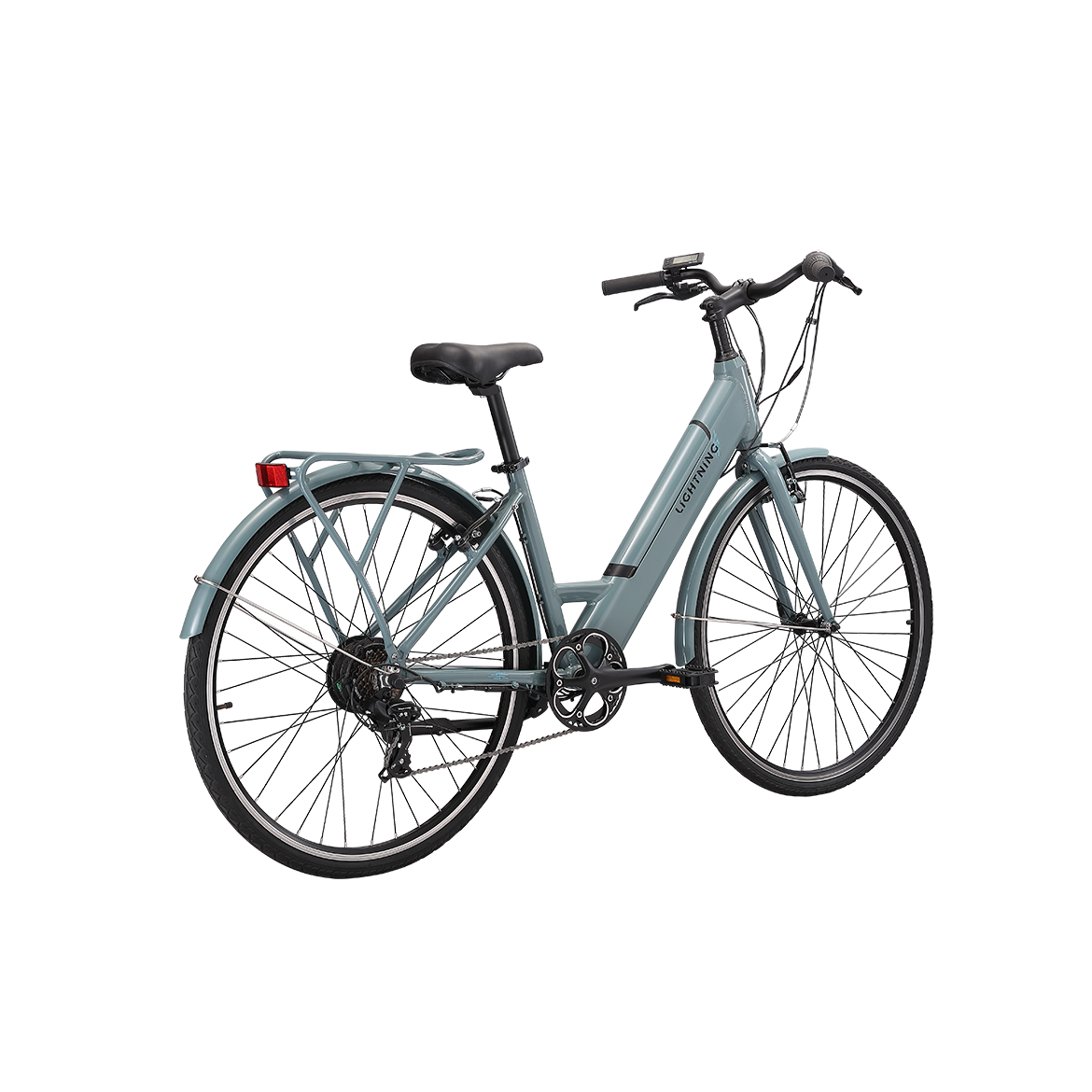 Pedal Lightning Step Through Electric Hybrid Bike Grey/Blue