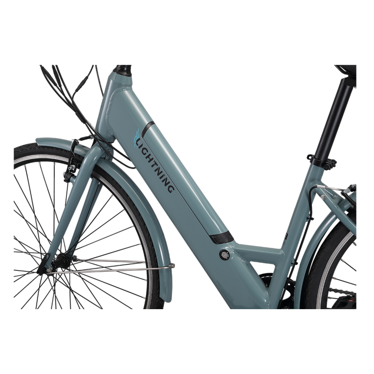 Pedal Lightning 700c Step Through Electric Hybrid Bike Trigger Shift Grey/Blue