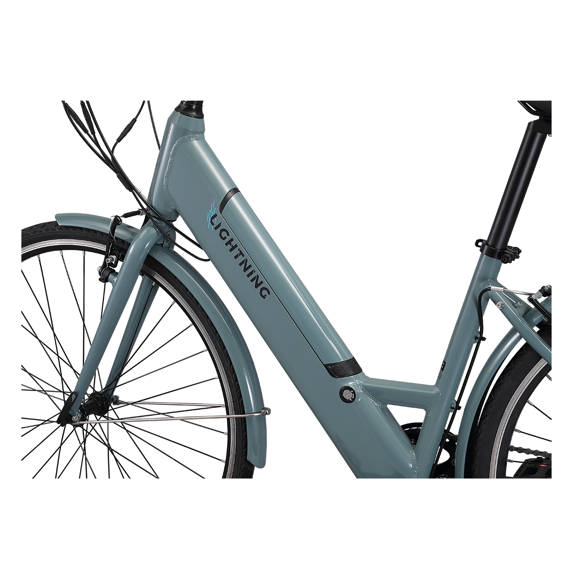 Pedal Lightning Step Through Electric Hybrid Bike Grey/Blue