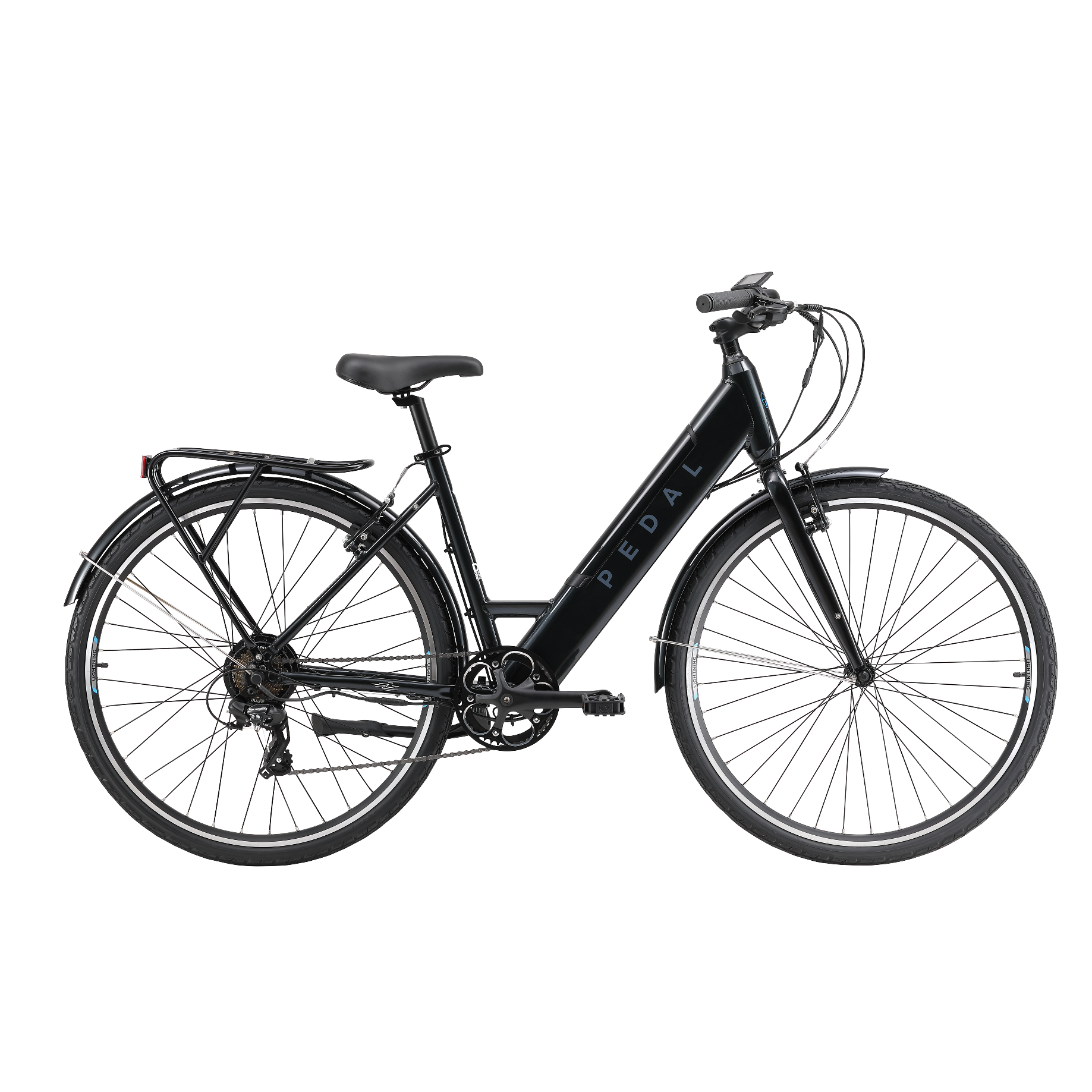 Pedal Lightning 700c Step Through Electric Hybrid Bike Black