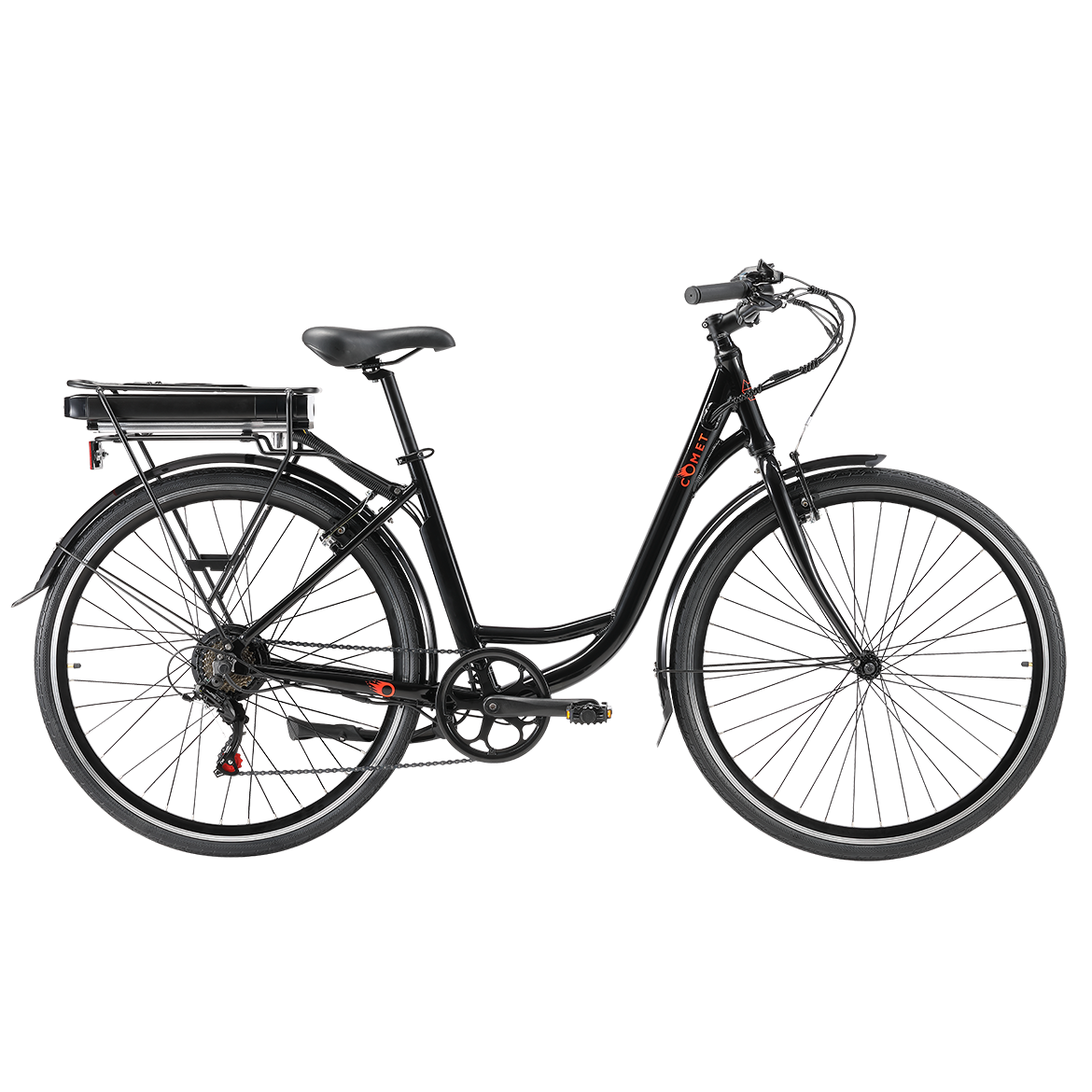 Pedal Comet Step Through Electric Cruiser Bike Black/Orange