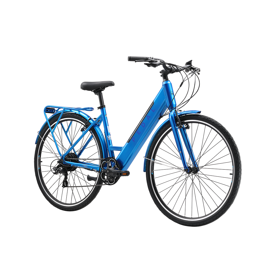 Pedal Lightning Step Through Electric Hybrid Bike Blue