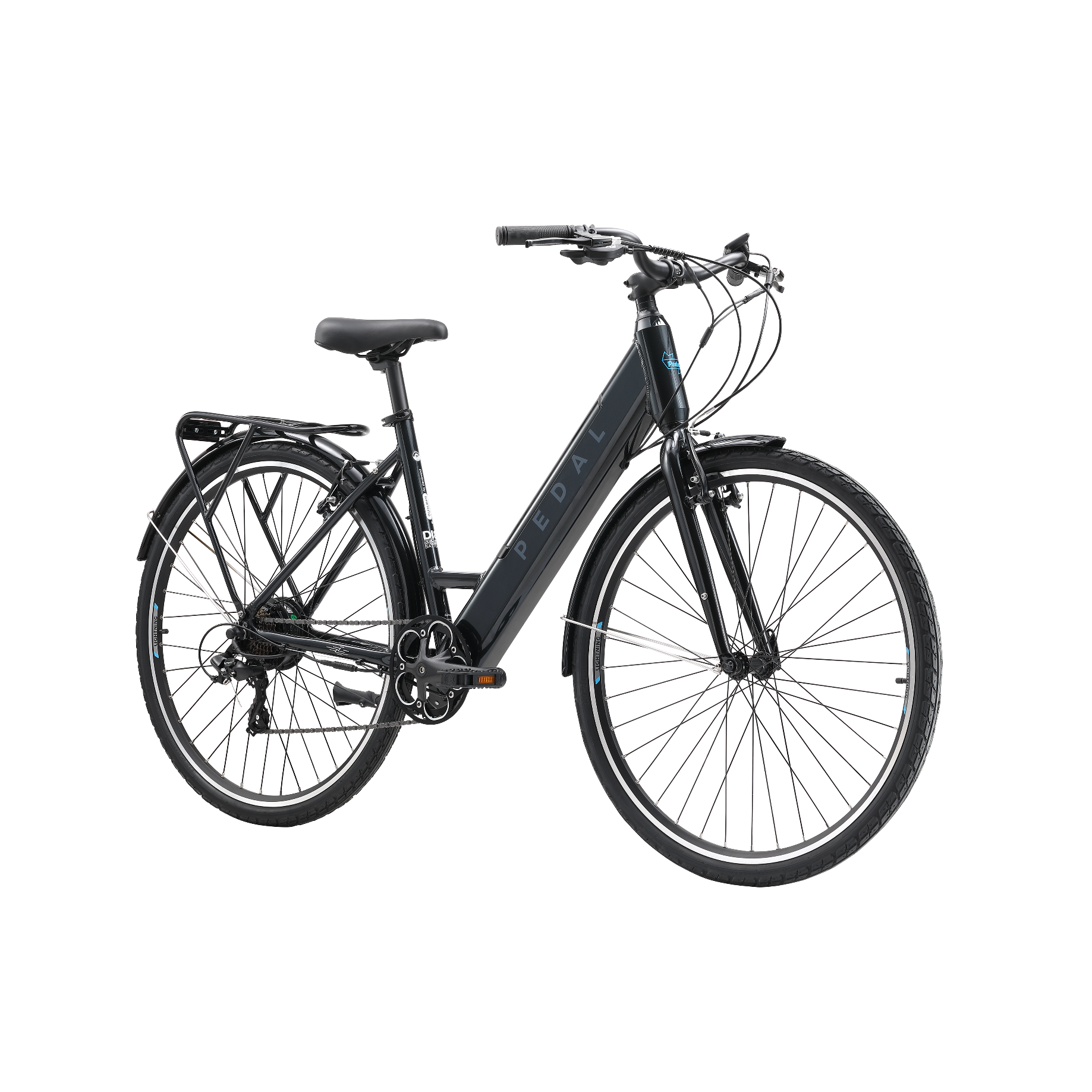 Pedal Lightning 700c Step Through Electric Hybrid Bike Black