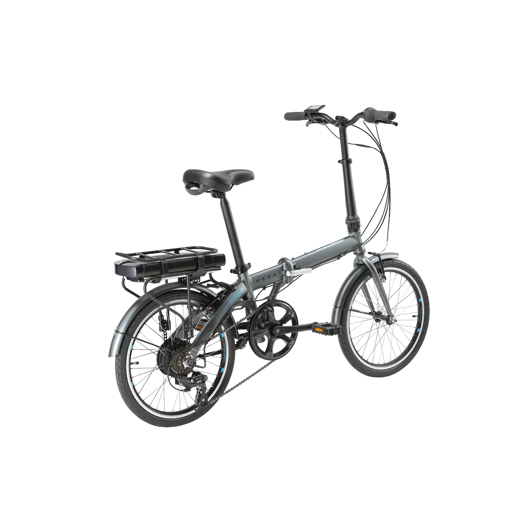 Pedal Dynamo Folding Electric Bike Grey Blue