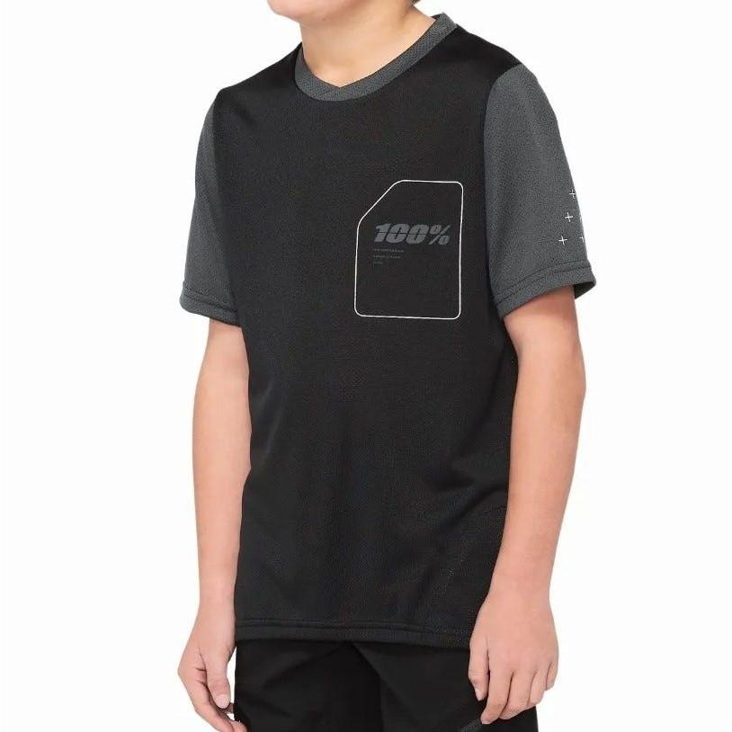 100% Ride Camp Youth Short Sleeve MTB Jersey Black/Charcoal