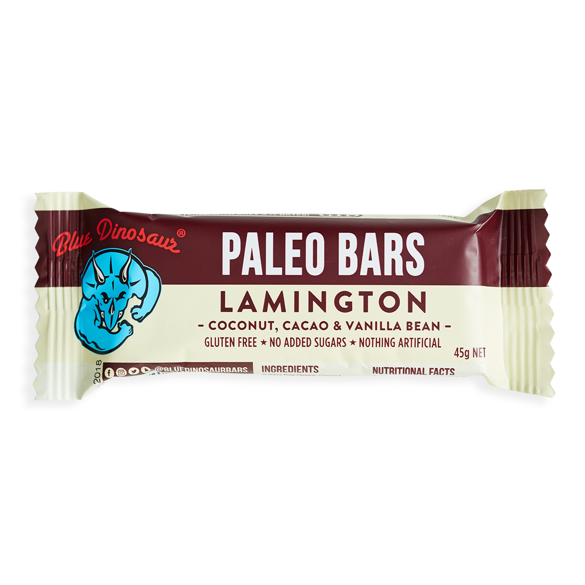 Blue Dinosaur Paleo Bars Lamington (Single 45g)