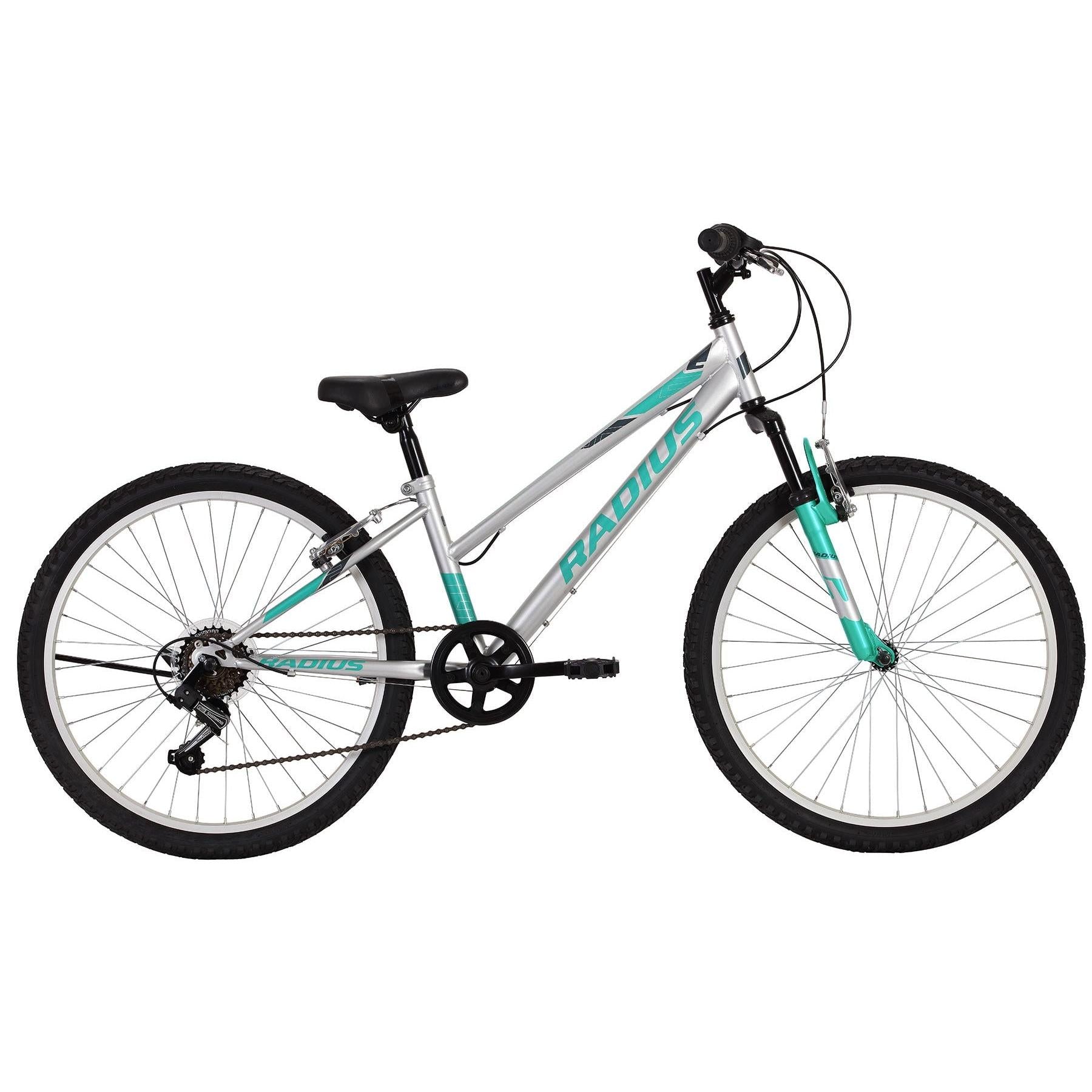 Radius Lynx Kids Mountain Bike 24 Inch Gloss Chrome/Turquoise/Charcoal