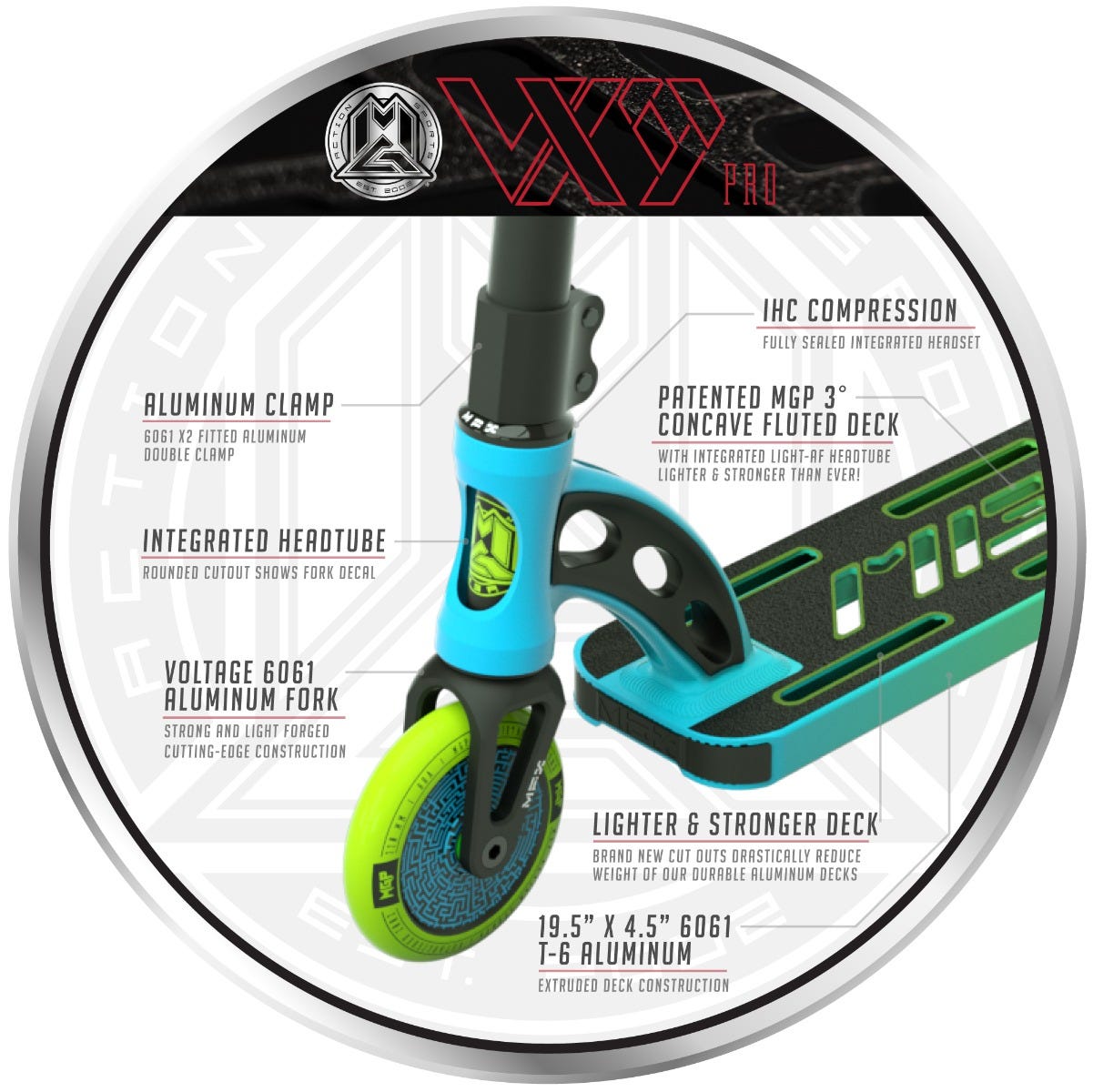 MGP VX9 Pro Scooter Blue/Green Fade