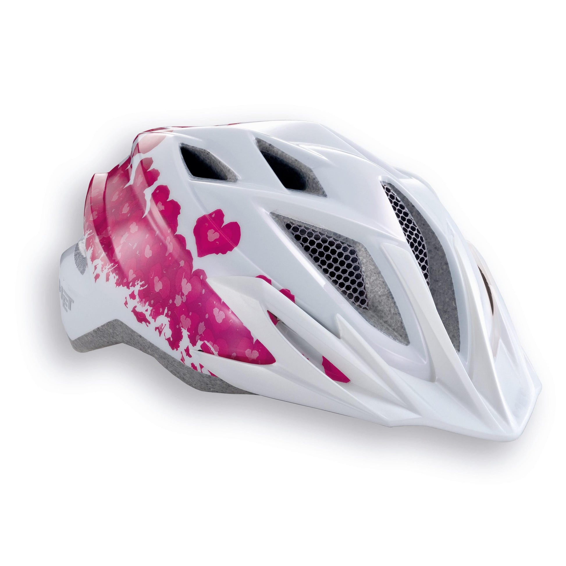MET Crackerjack Youth Helmet Heart White/Pink 52-57cm