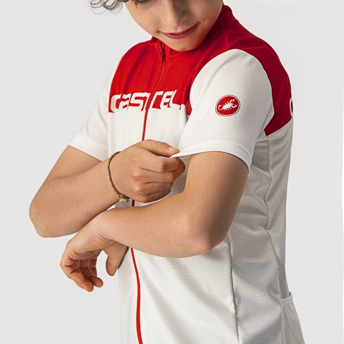 Castelli Neo Prologo Youth Short Sleeve Jersey Ivory/Red