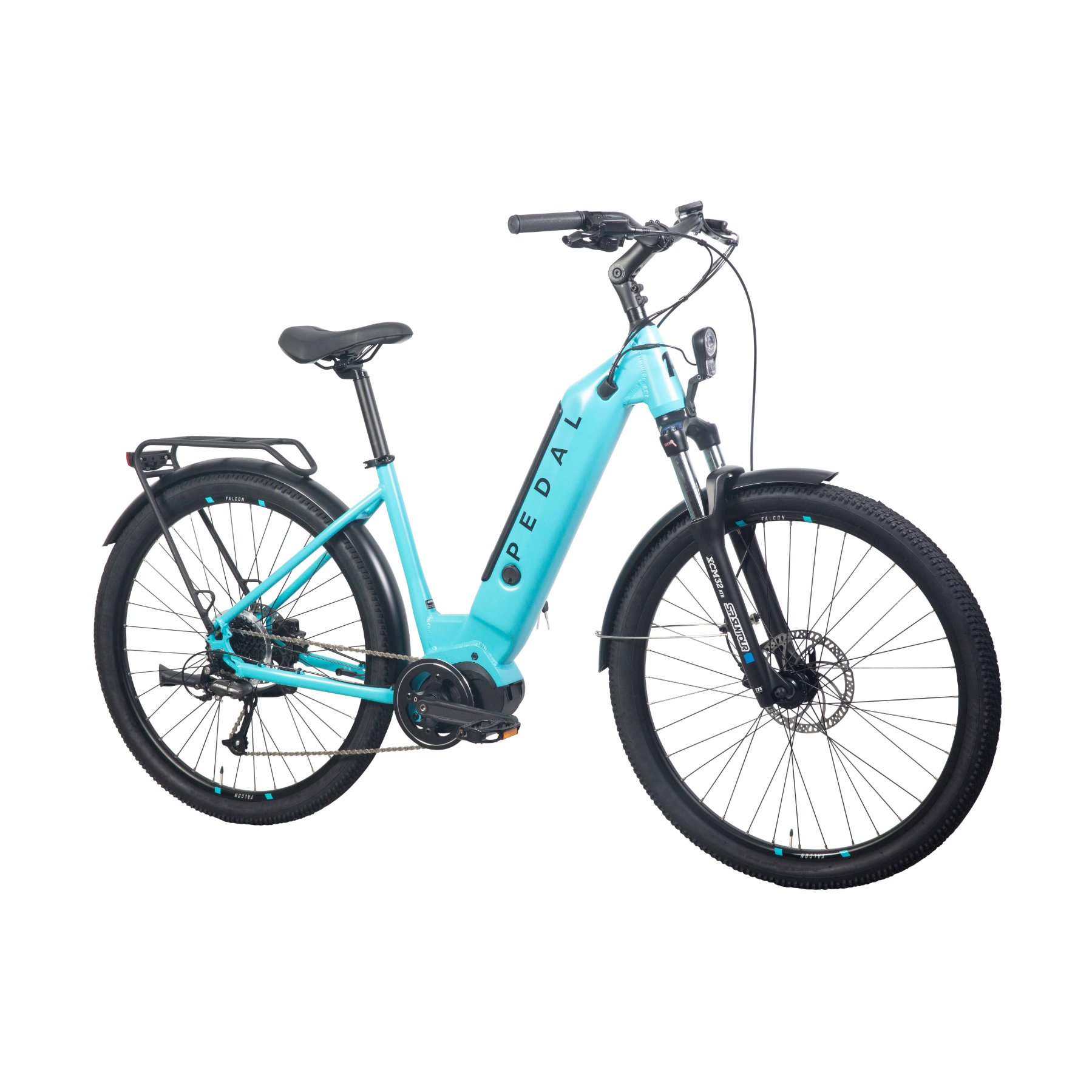 Pedal Falcon Step Through Electric Hybrid Bike Light Blue – 99 Bikes