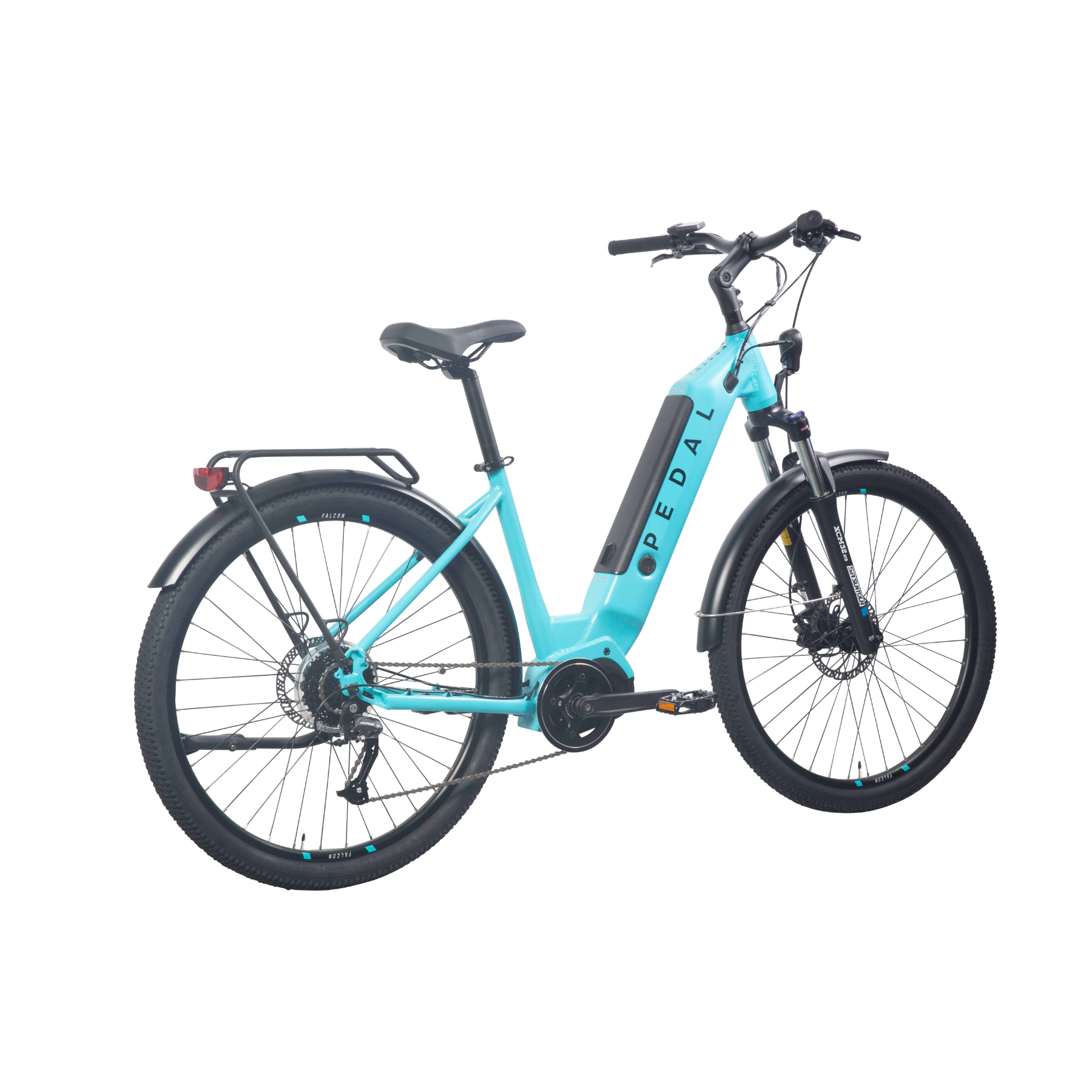 Pedal Falcon 3 Step Through Electric Hybrid Bike Light Blue