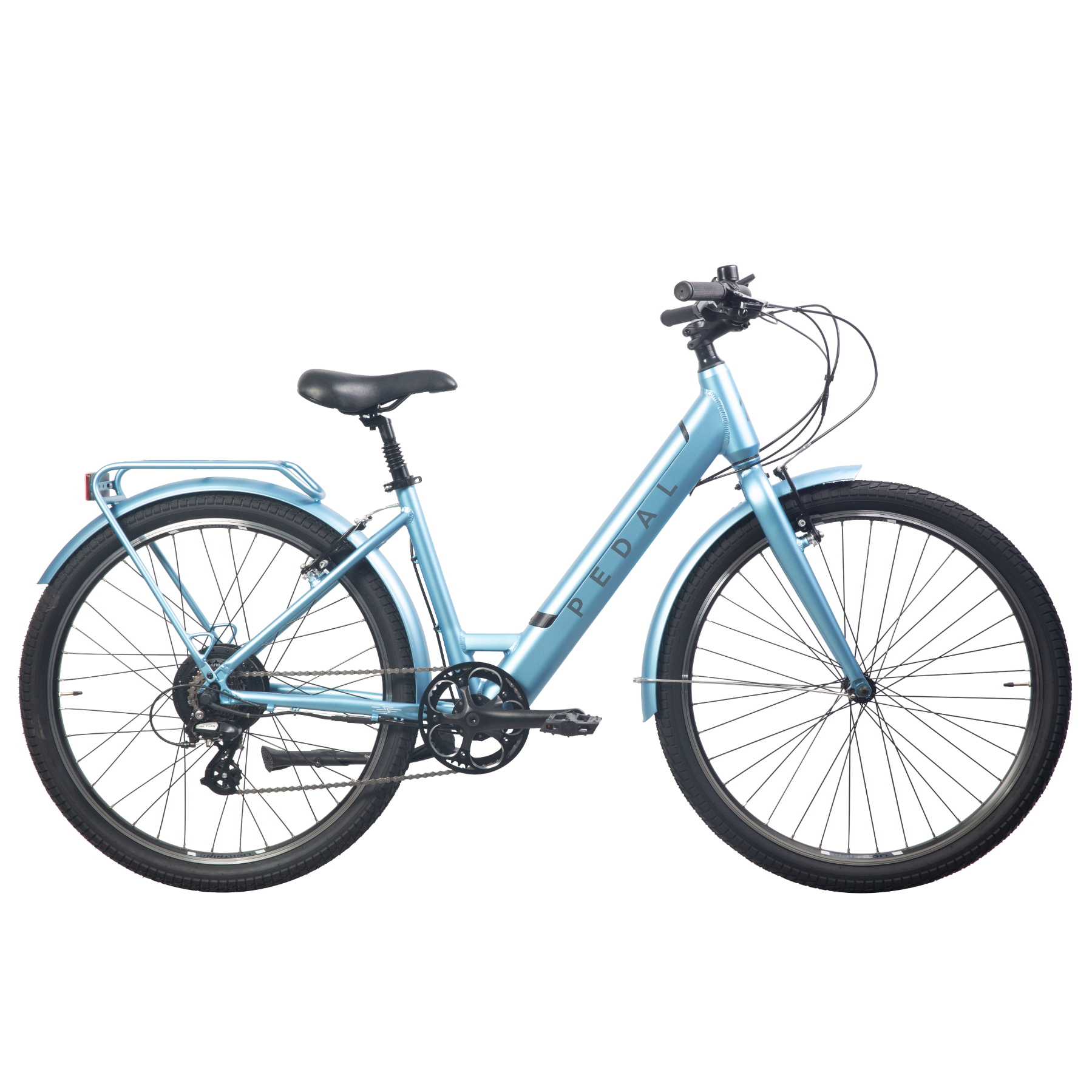Pedal Lightning PLUS 27.5'' Step Through Electric Hybrid Bike Satin Blue