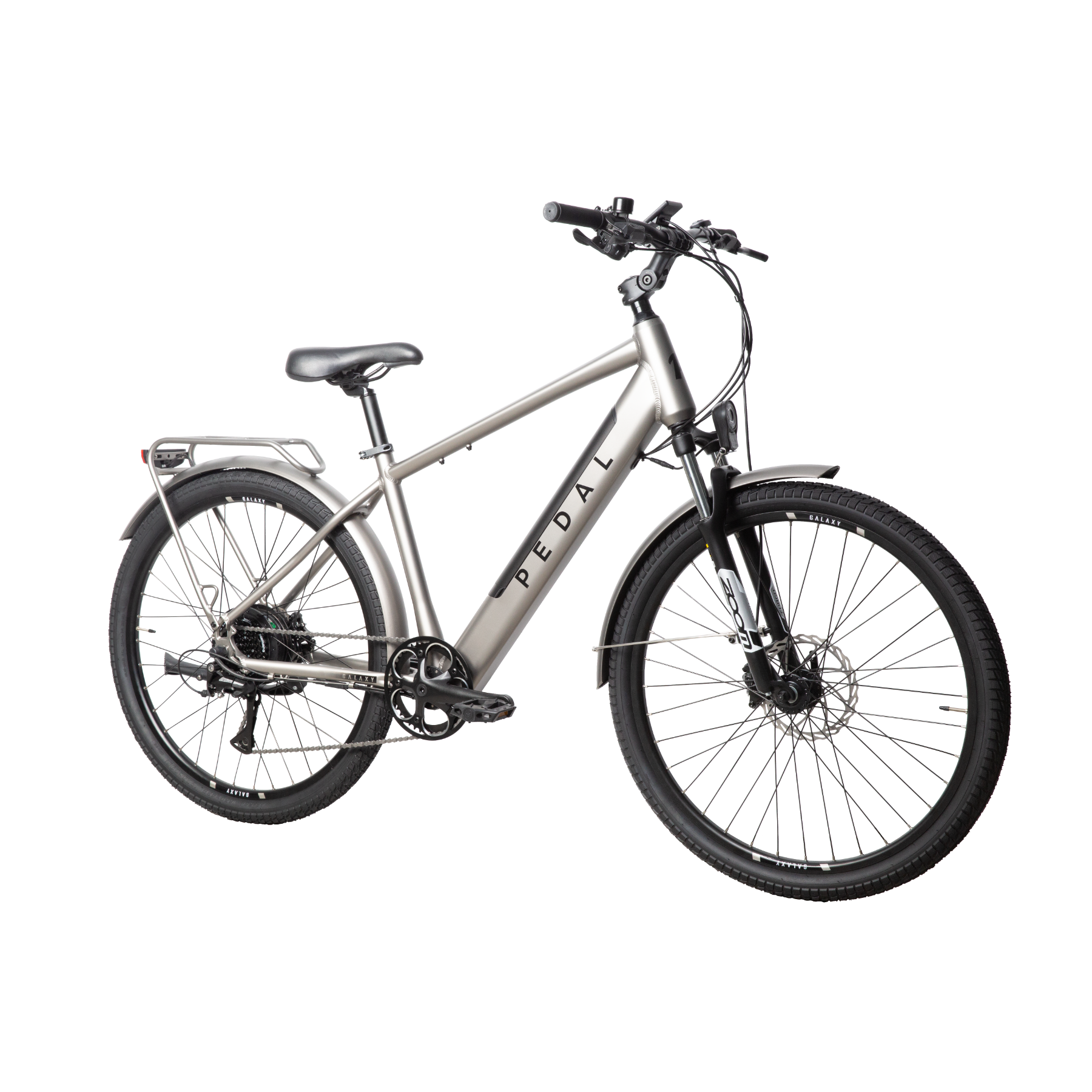 Pedal Galaxy PLUS 27.5'' Electric Hybrid Bike Platinum Silver