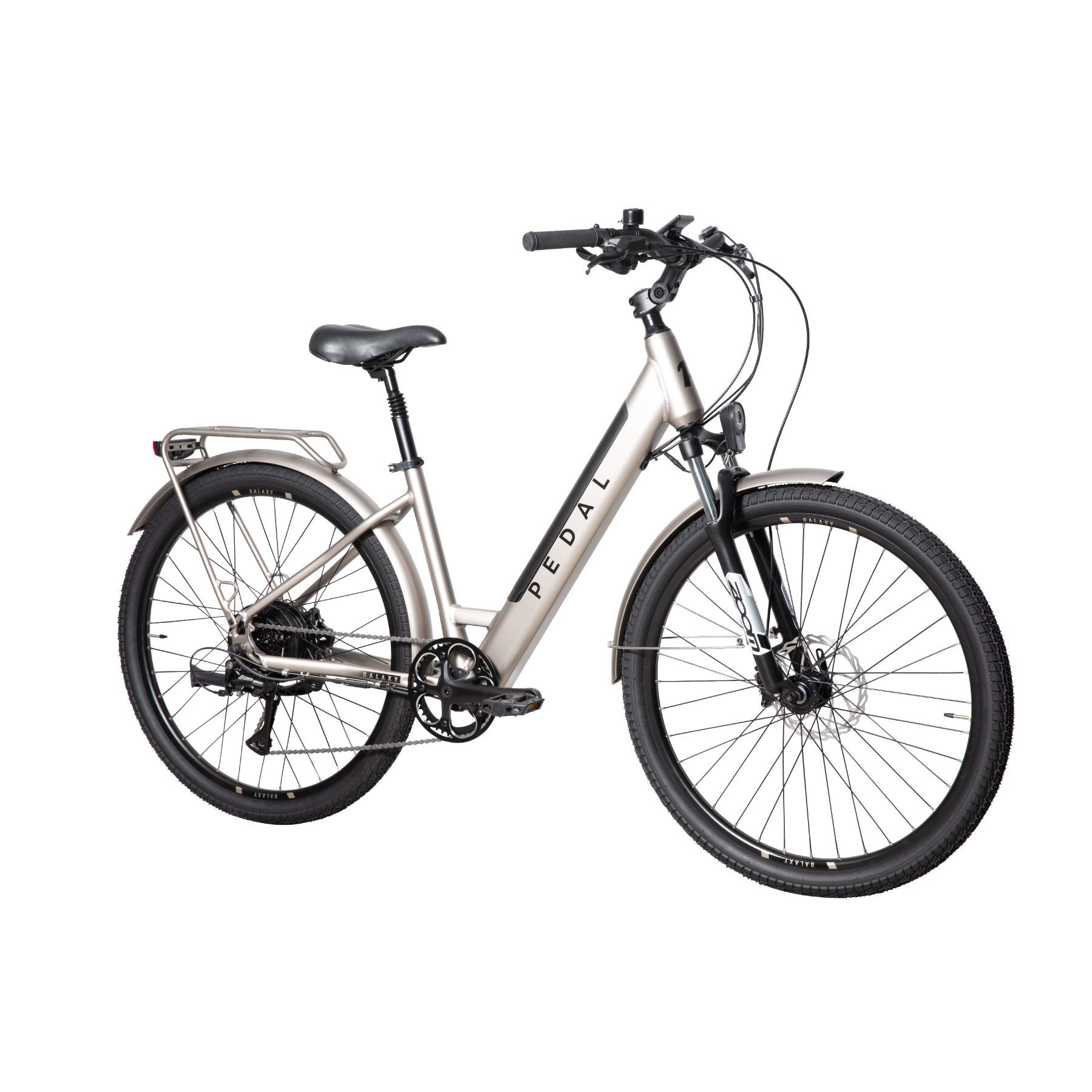 Pedal Galaxy PLUS 27.5'' Step Through Electric Hybrid Bike Silver