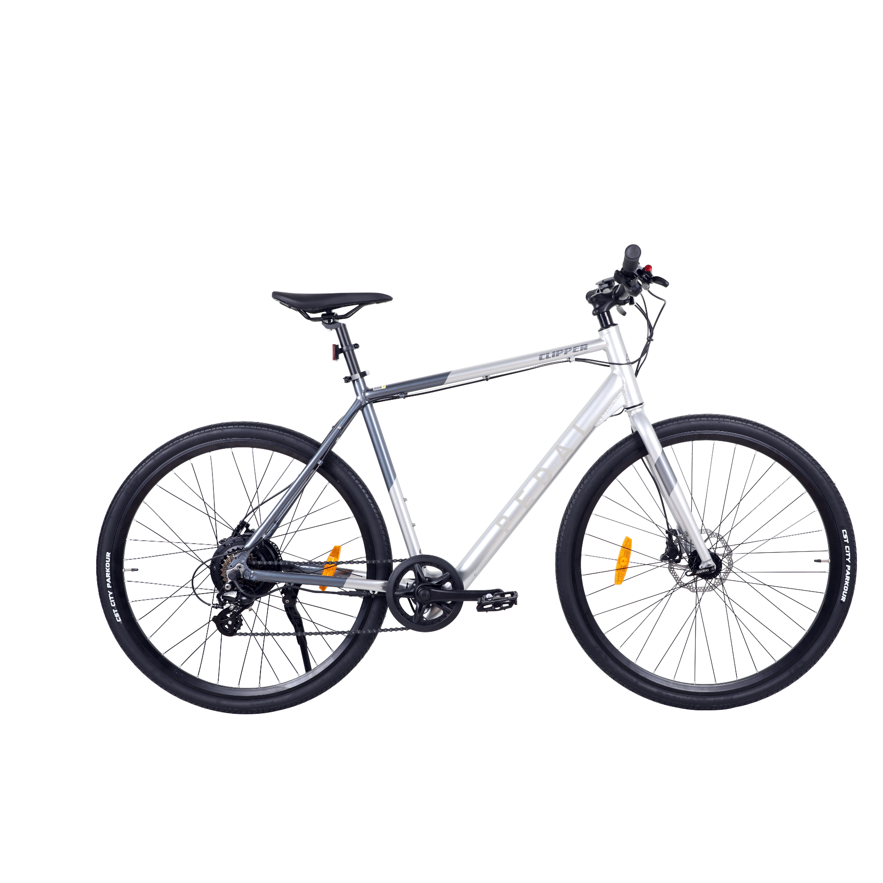 Pedal Clipper Electric Flat Bar Road Bike Grey 54cm