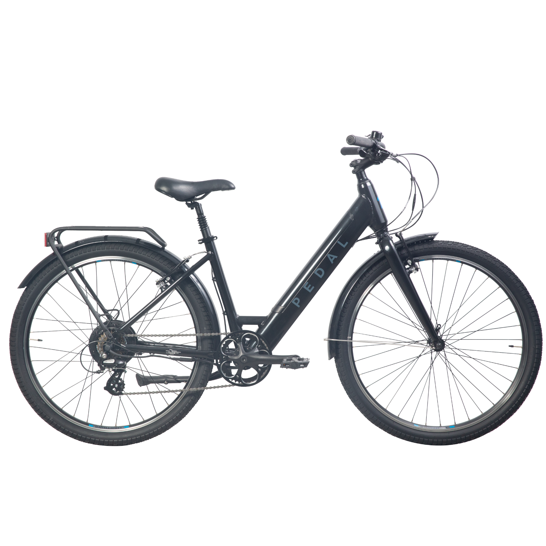 Pedal Lightning PLUS 27.5'' Step Through Electric Hybrid Bike Pearl Black