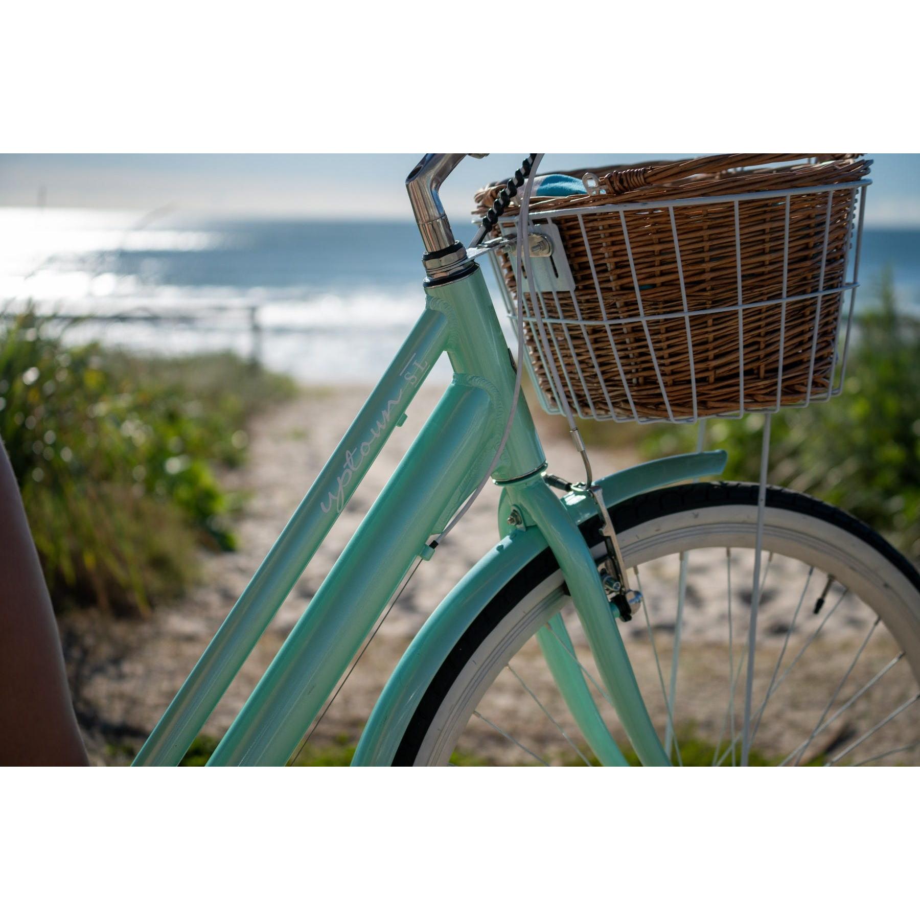 Pedal Uptown SL Electric Vintage Cruiser Bike Mint Green