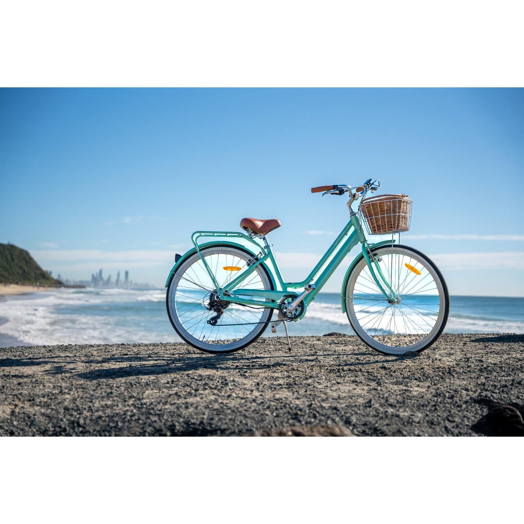 Pedal Uptown SL Electric Vintage Cruiser Bike Mint Green