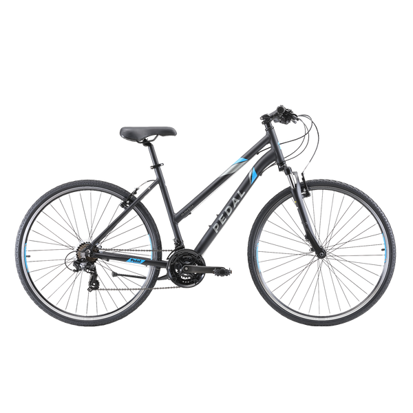 Pedal Raven Hybrid Bike Black/Blue – 99 Bikes