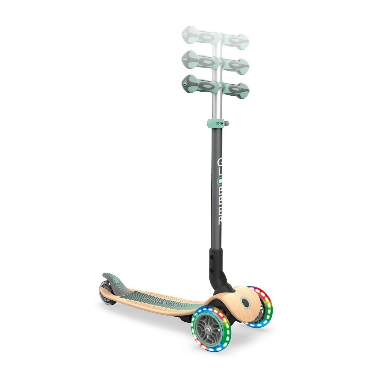 Globber PRIMO Foldable Wood Lights Scooter Mint