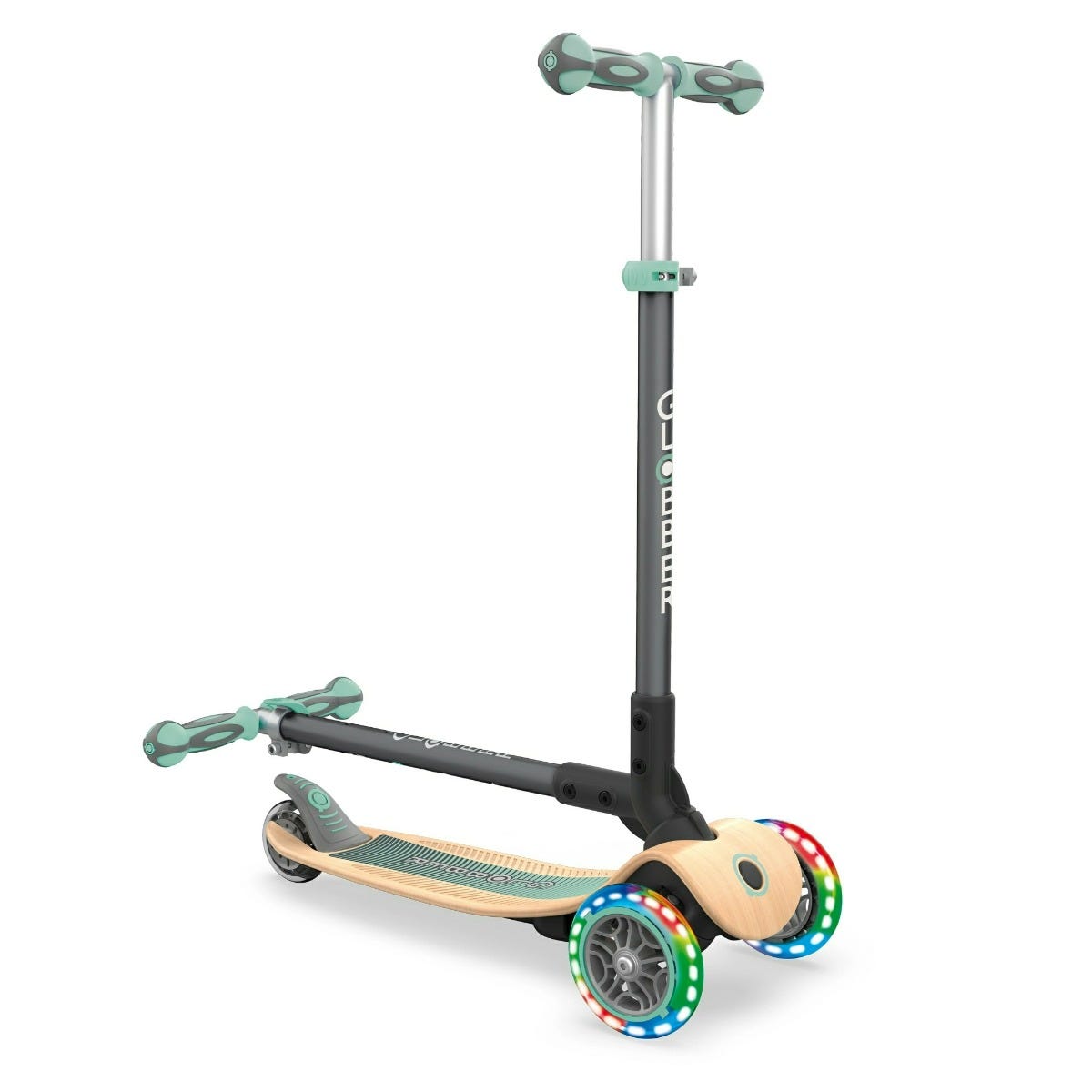 Globber PRIMO Foldable Wood Lights Scooter Mint