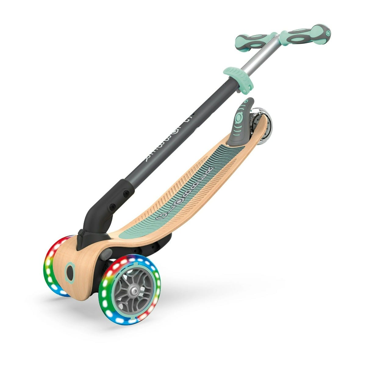Globber PRIMO Foldable Wood Lights Scooter Mint