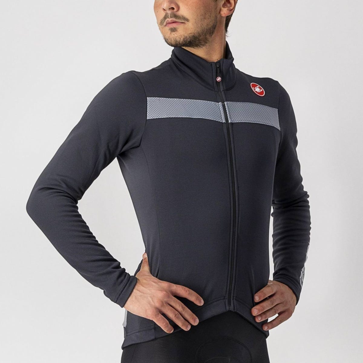 Castelli Puro 3 LS Jersey Light Black/Silver Reflex