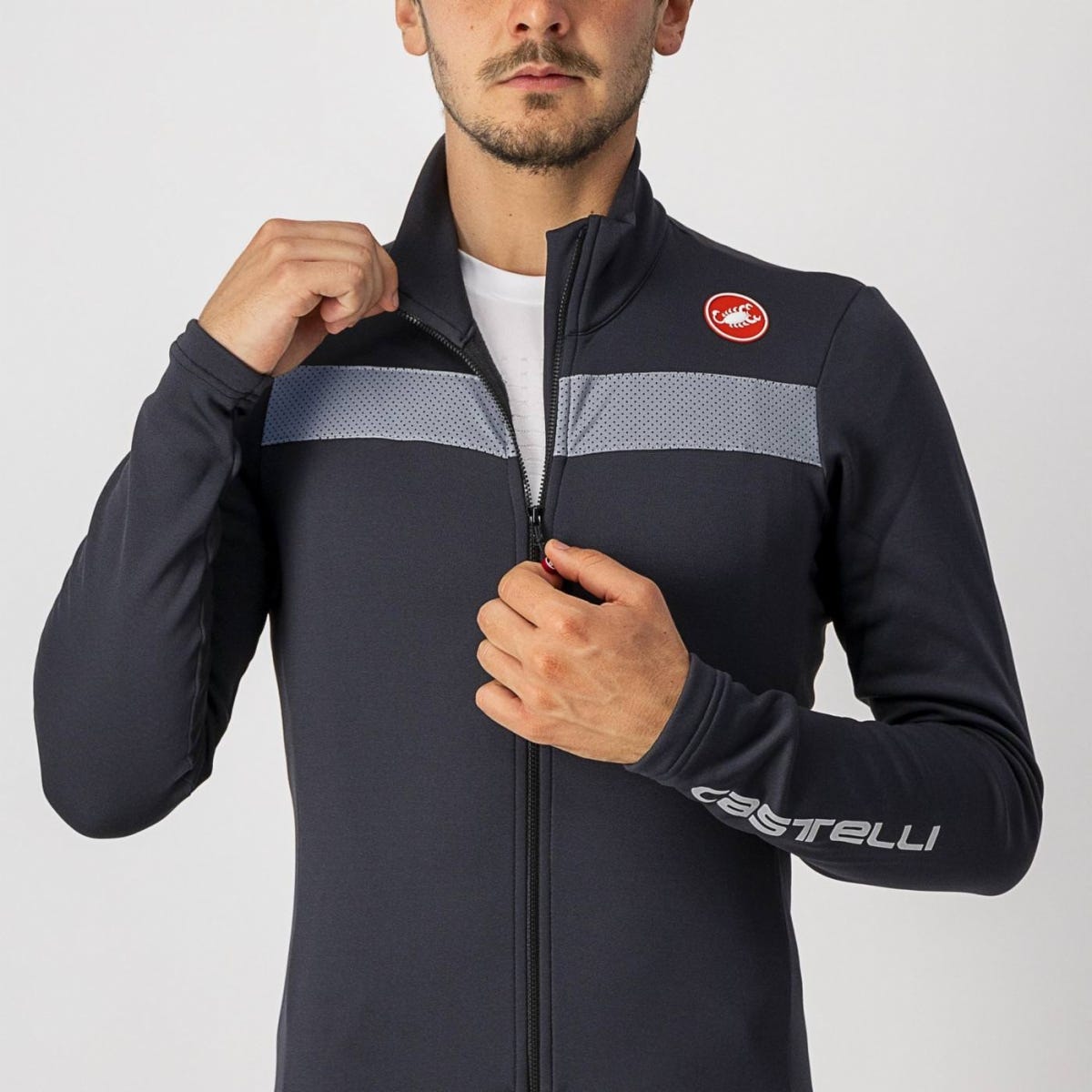 Castelli Puro 3 LS Jersey Light Black/Silver Reflex