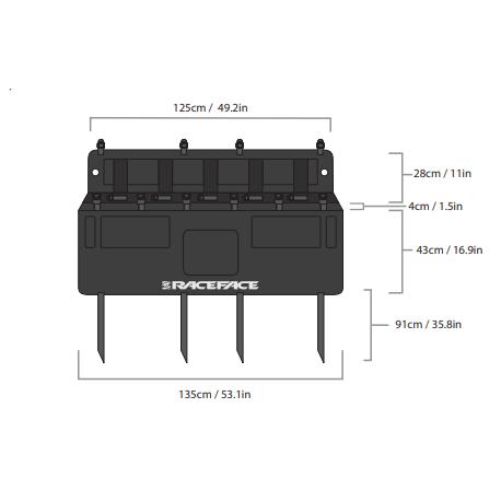 RaceFace T2 Tailgate Pad Mid 5-Bike Black
