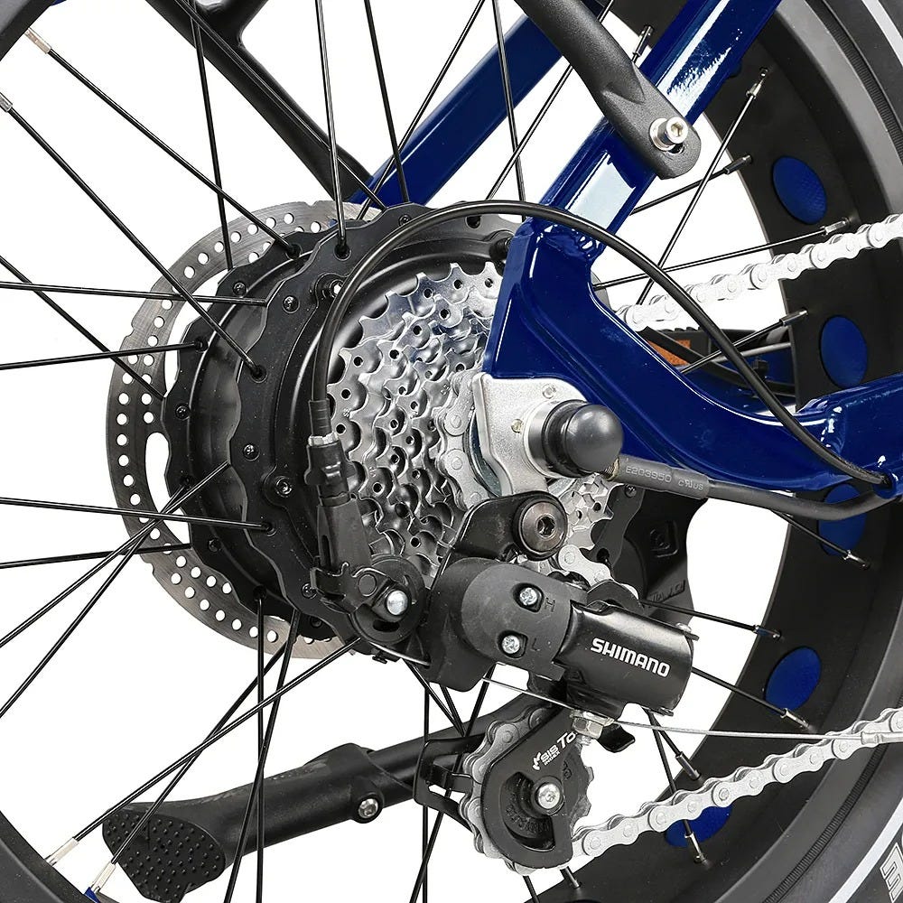 Rever Turbo Folding Fat Wheel Electric Bike Blue/Silver