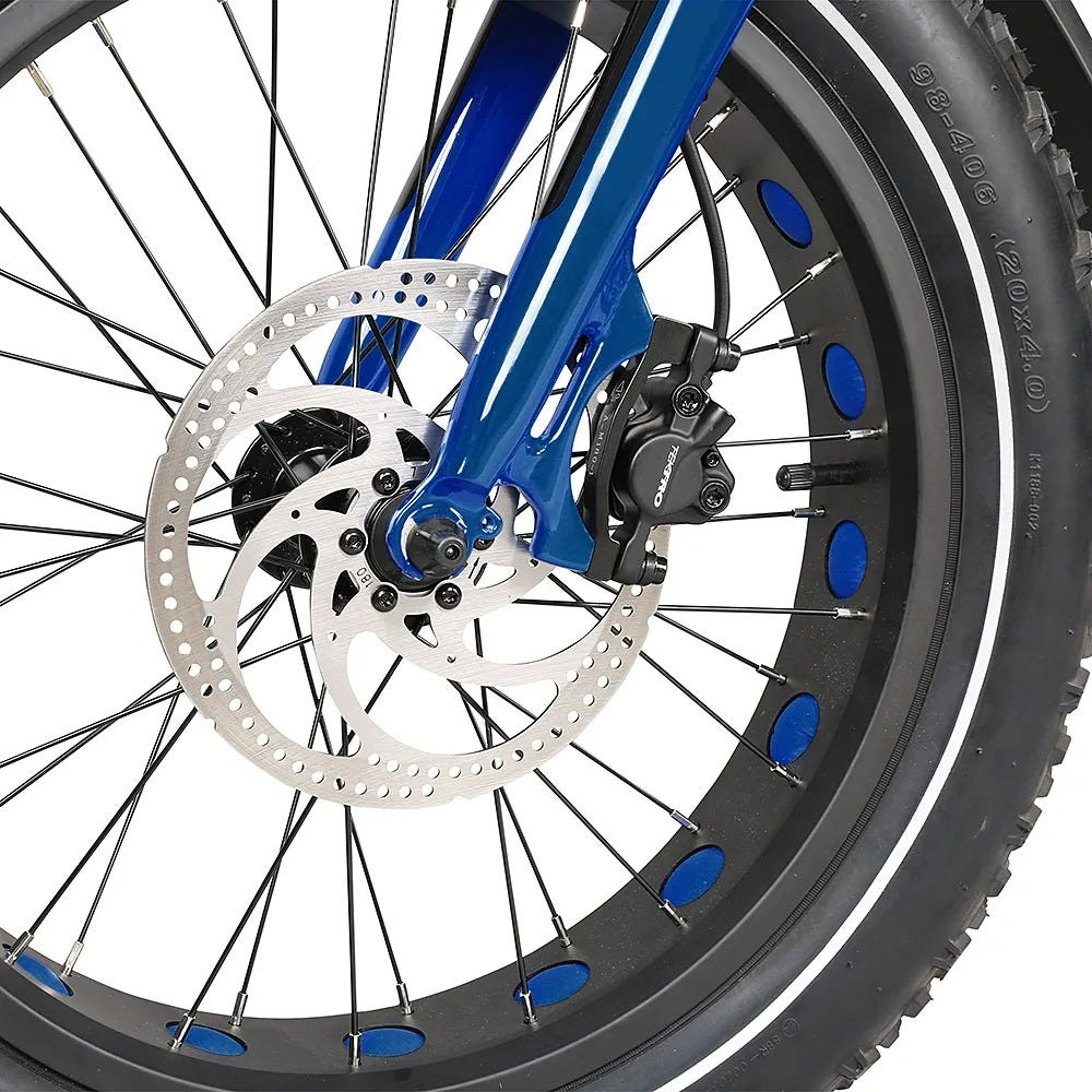 Rever Turbo Folding Fat Wheel Electric Bike Blue/Silver
