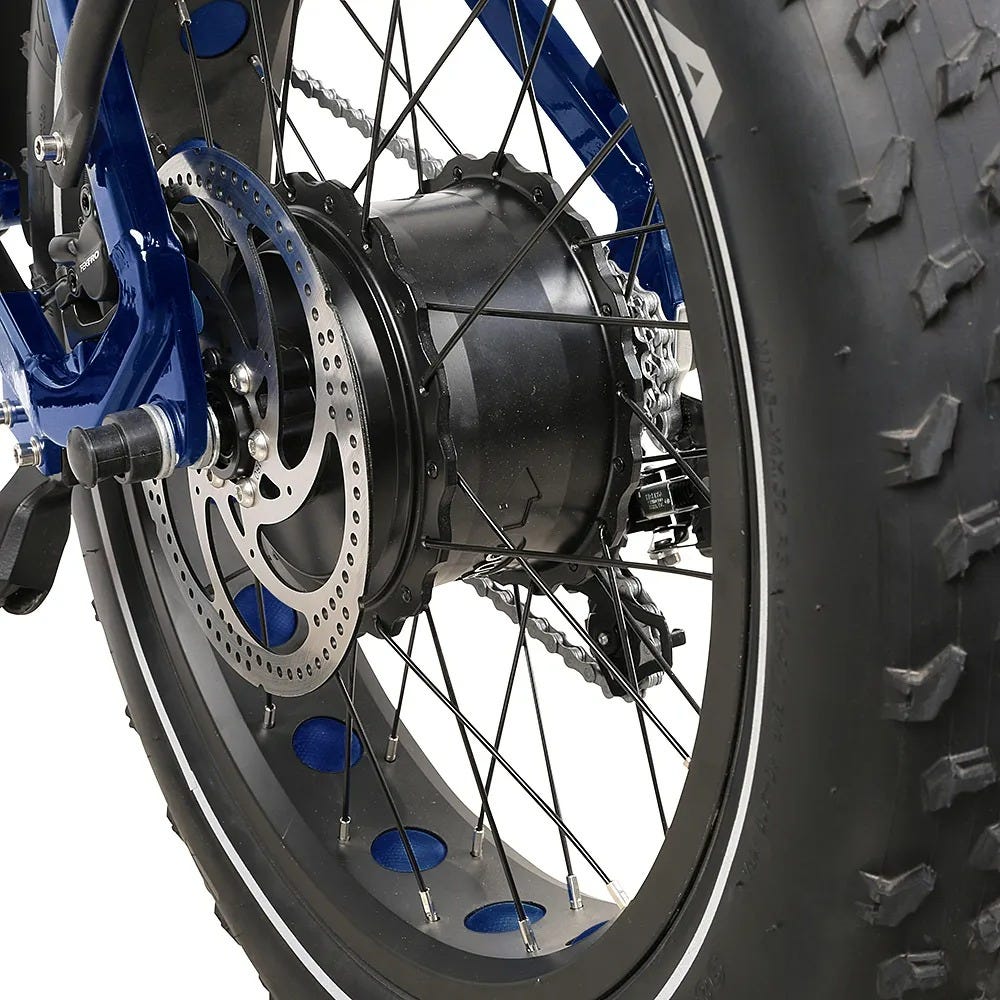 Rever Turbo Folding Fat Wheel Electric Bike Blue/Silver