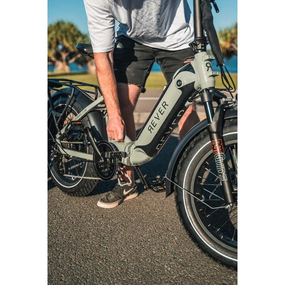 Rever Turbo Folding Fat Wheel Electric Bike Blue/Silver