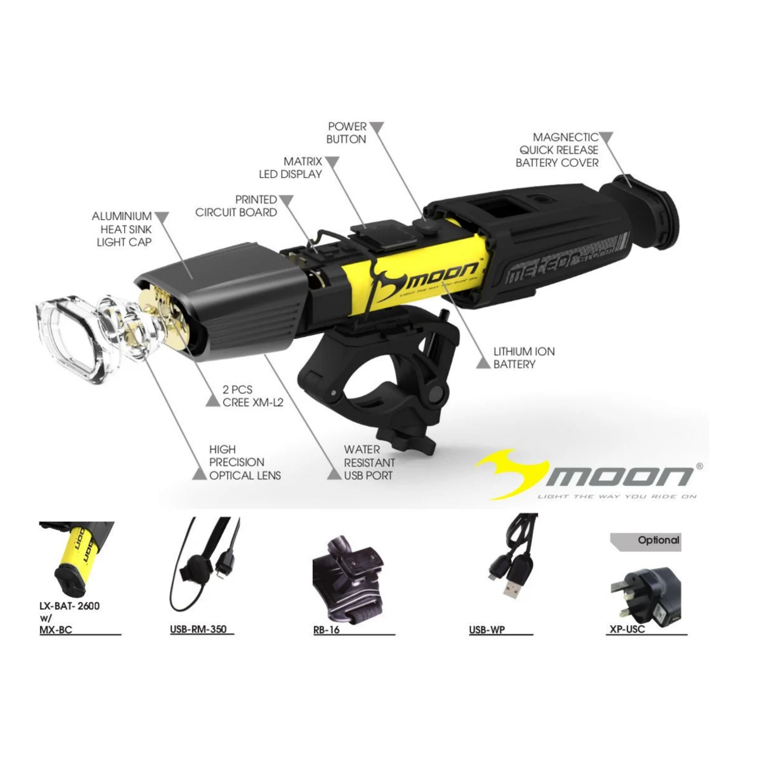MOON ムーン METEOR STORM PRO 2000ルーメン TOPEAK moon ムーン メテオ ストーム プロ USB充電式 フロント