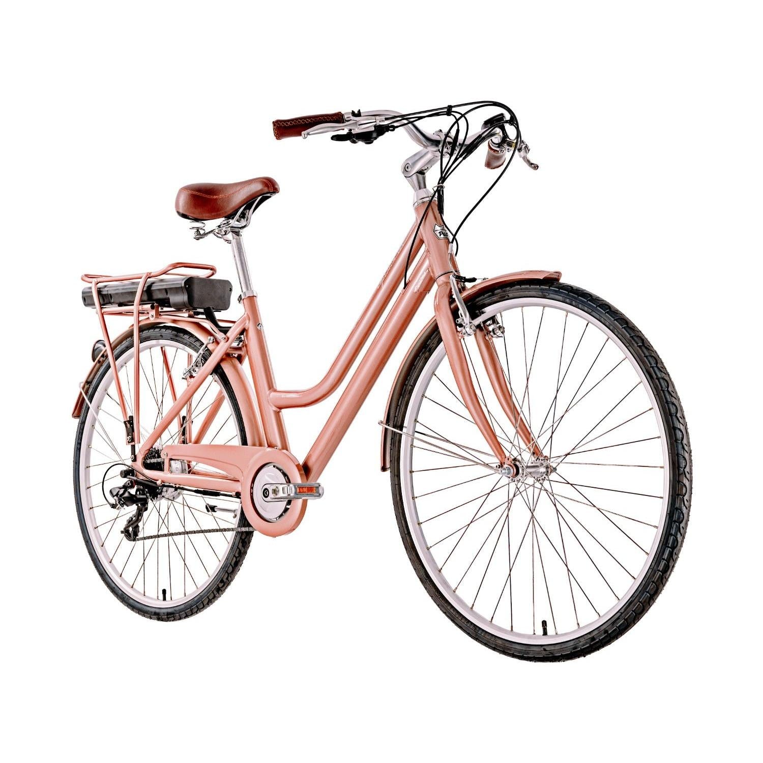 Pedal Uptown ELC Electric Vintage Cruiser Bike WSM Rose Gold/Black