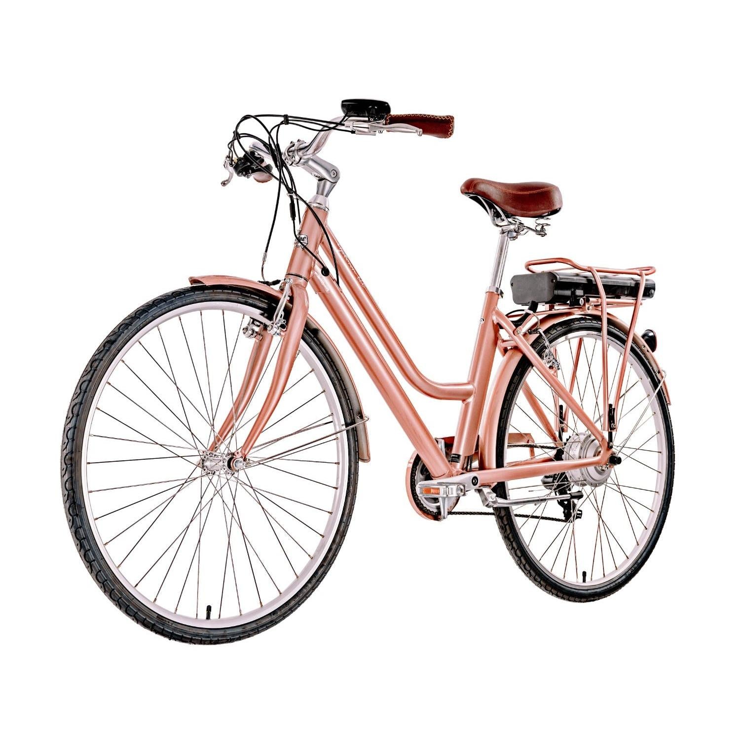 rose damen e bike Pedal Uptown ELC Electric Vintage Cruiser Bike WSM Rose Gold/Black – 99 Bikes