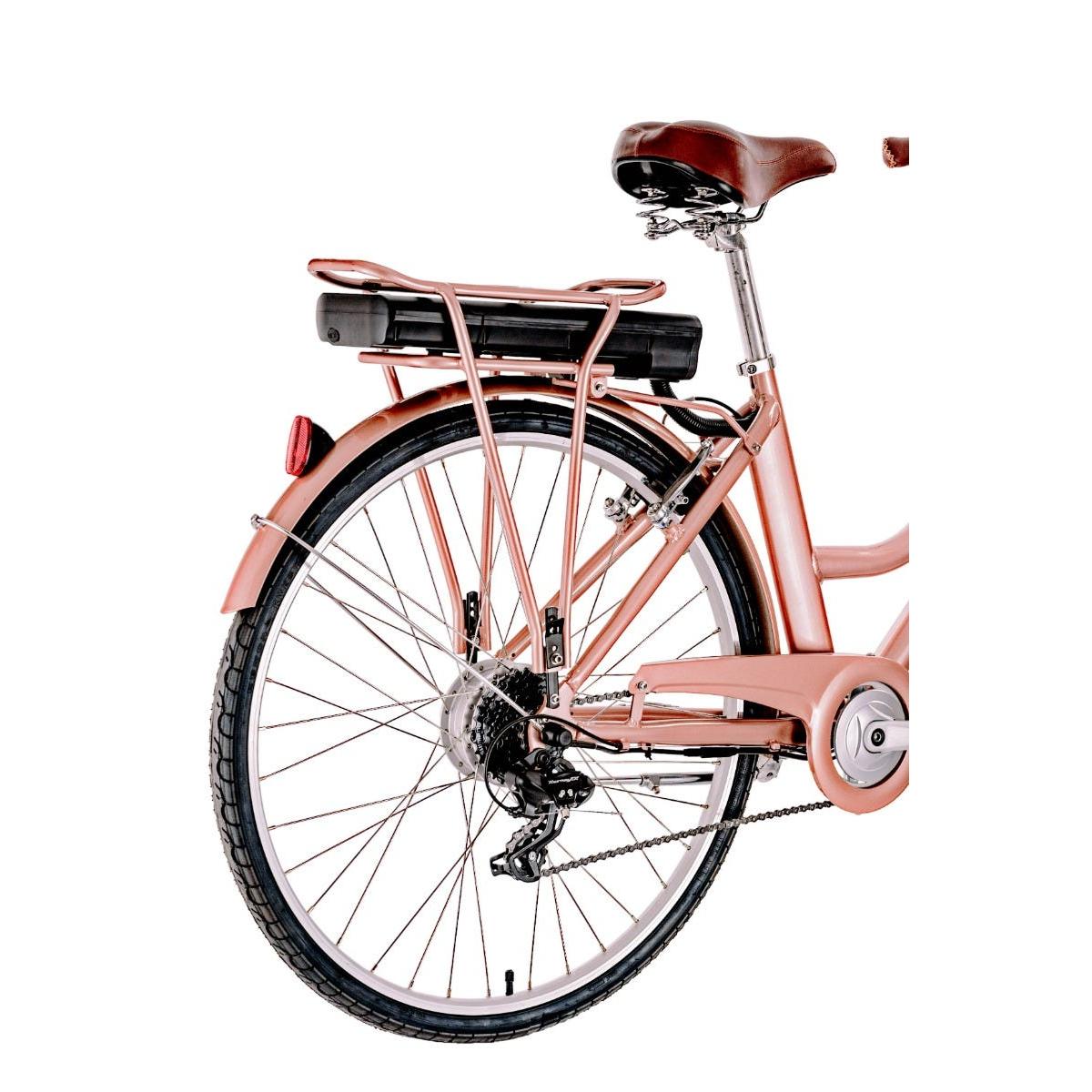 rose damen e bike Pedal Uptown ELC Electric Vintage Cruiser Bike WSM Rose Gold/Black – 99 Bikes