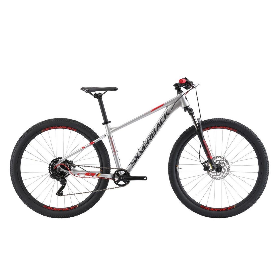 Silverback Stride Sport 29'' Air Fork Hardtail Mountain Bike Silver Red